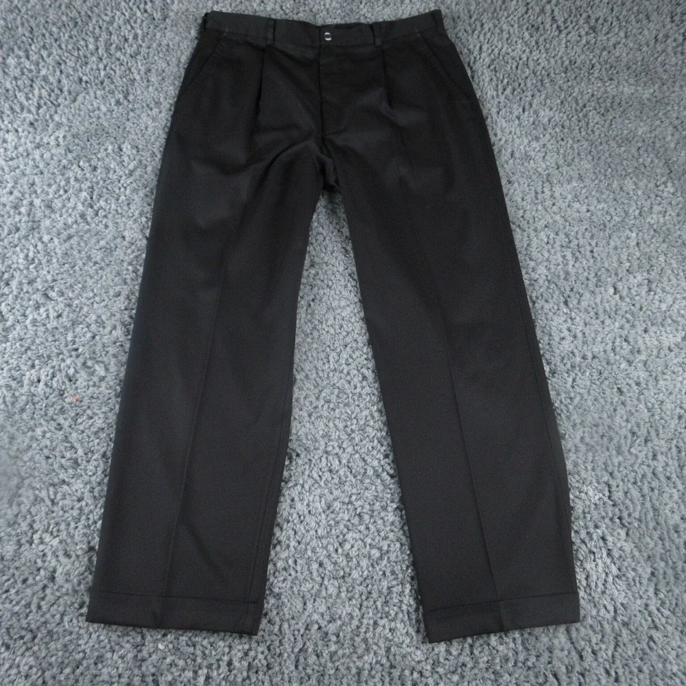 Nike Pants Mens 38x32 Black Pleated Cuffed Golf Chino 37x30.5*